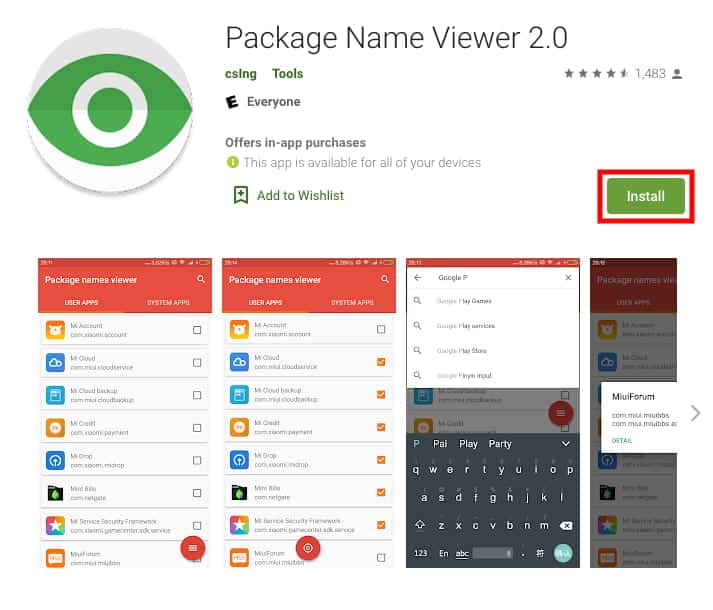 Install Package Name Viewer App