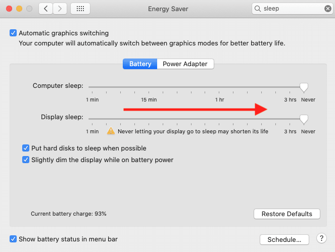 Change Sleep Settings in Mac